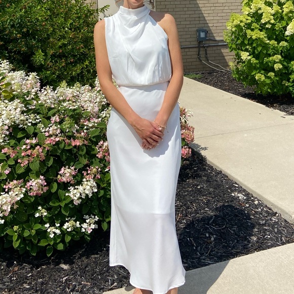 White Halter Maxi Dress - Picture 1 of 3